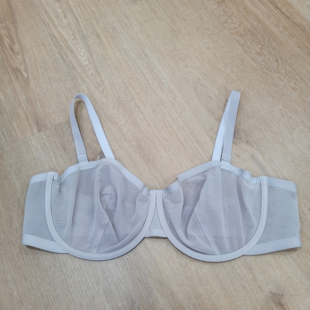 CUUP Sheer Underwire Bra in Light Gray
